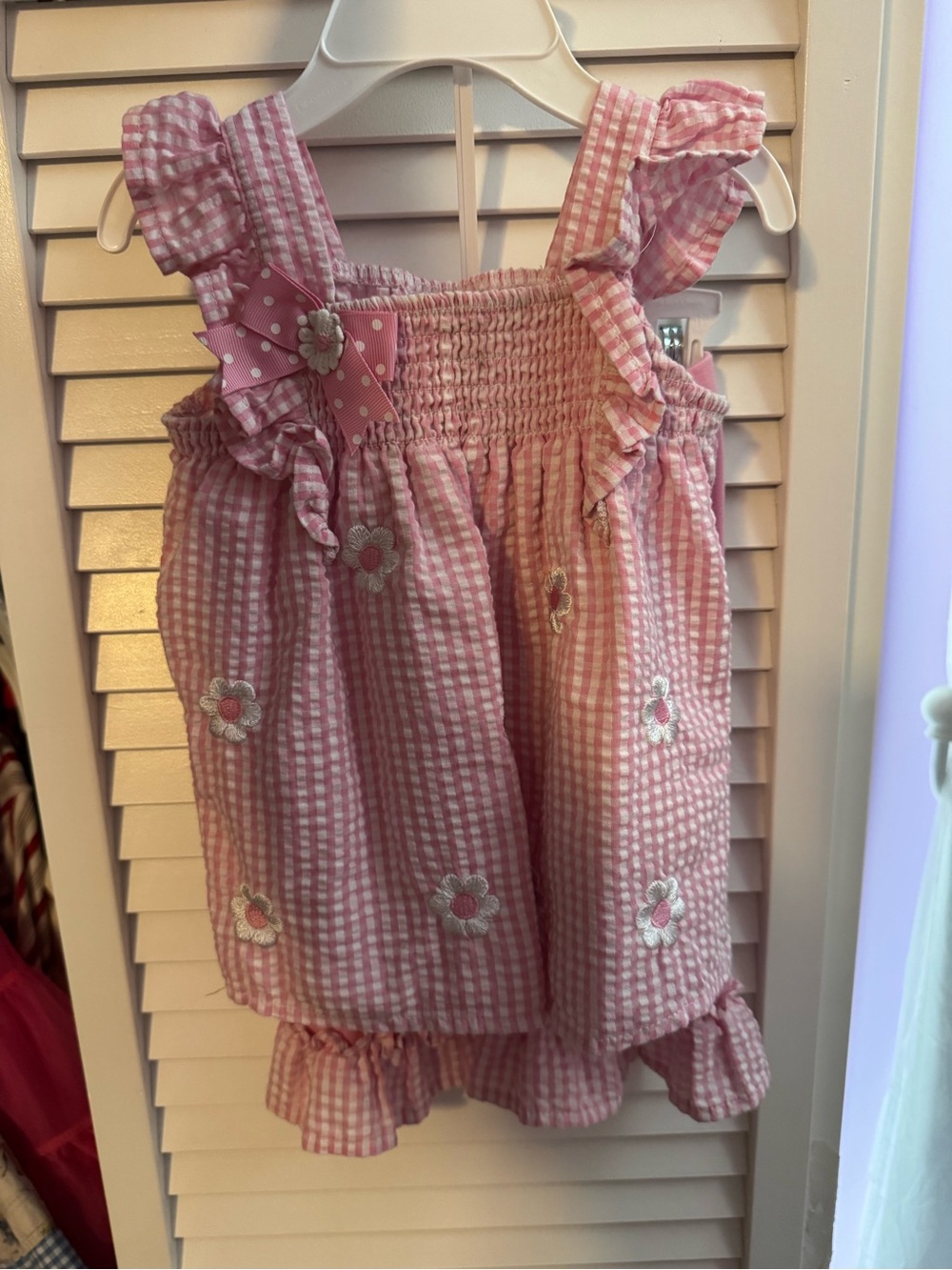 Rare Editions Pink Gingham Floral Matching Set
